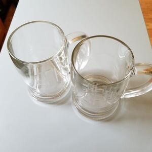 Monogrammed glass mugs made in England initials "EFH" engraved